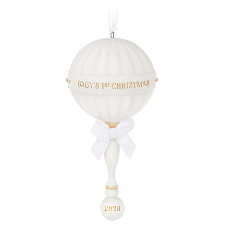 Hallmark Baby's First Christmas Rattle 2023 Porcelain Ornament