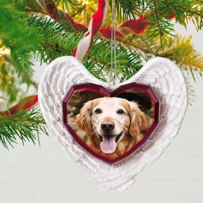 Hallmark Forever Loved Memorial Heart And Angel Wings Photo Personalized Ornament - Image 2