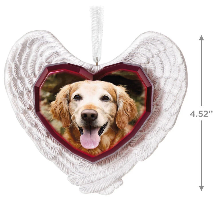 Hallmark Forever Loved Memorial Heart And Angel Wings Photo Personalized Ornament - Image 3