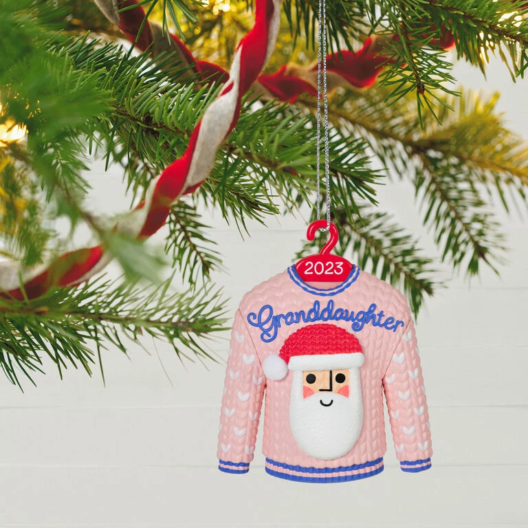 Hallmark Granddaughter Christmas Sweater 2023 Ornament - Image 2