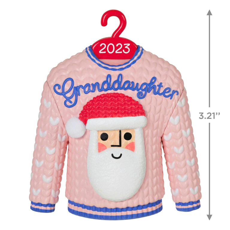 Hallmark Granddaughter Christmas Sweater 2023 Ornament - Image 3