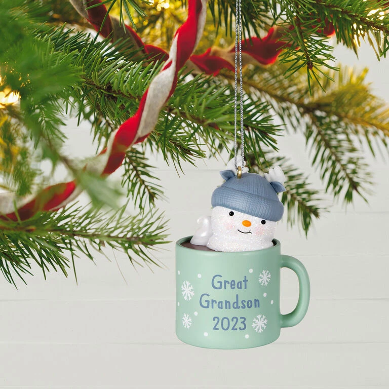 Hallmark Great-Grandson Hot Cocoa Mug 2023 Ornament - Image 2