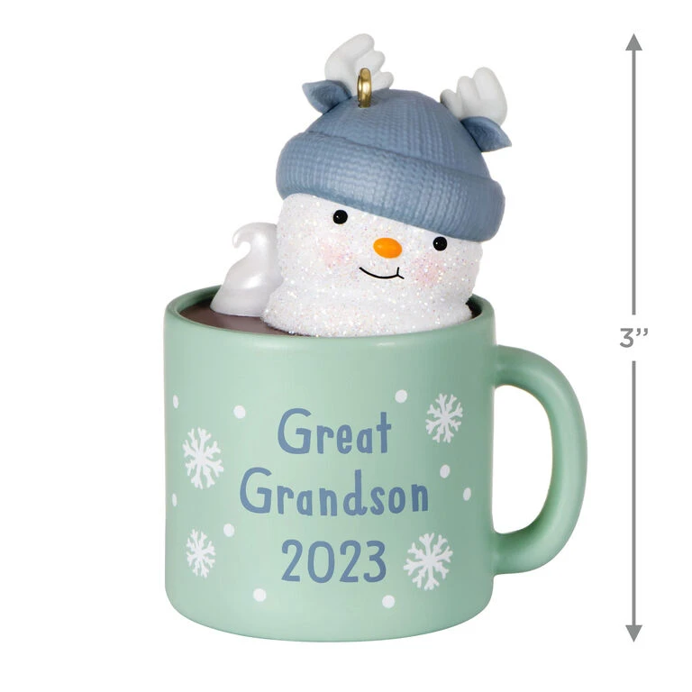 Hallmark Great-Grandson Hot Cocoa Mug 2023 Ornament - Image 3