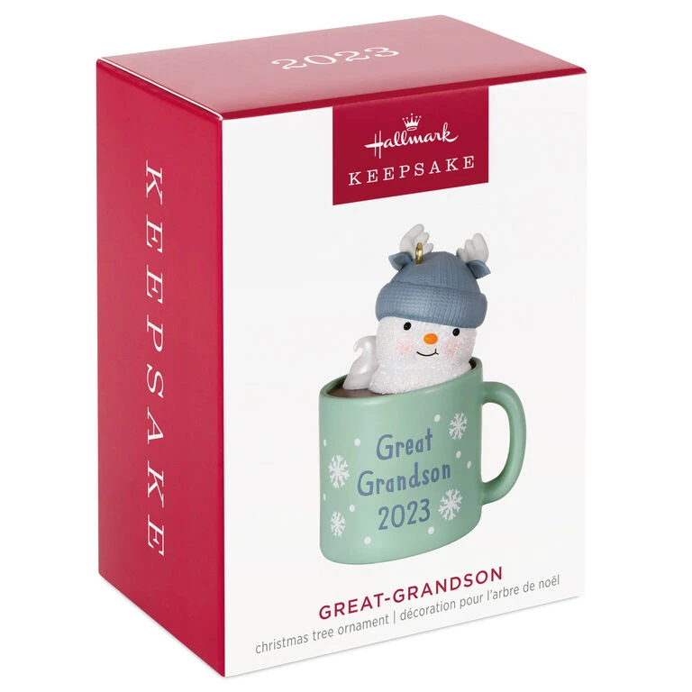 Hallmark Great-Grandson Hot Cocoa Mug 2023 Ornament - Image 4