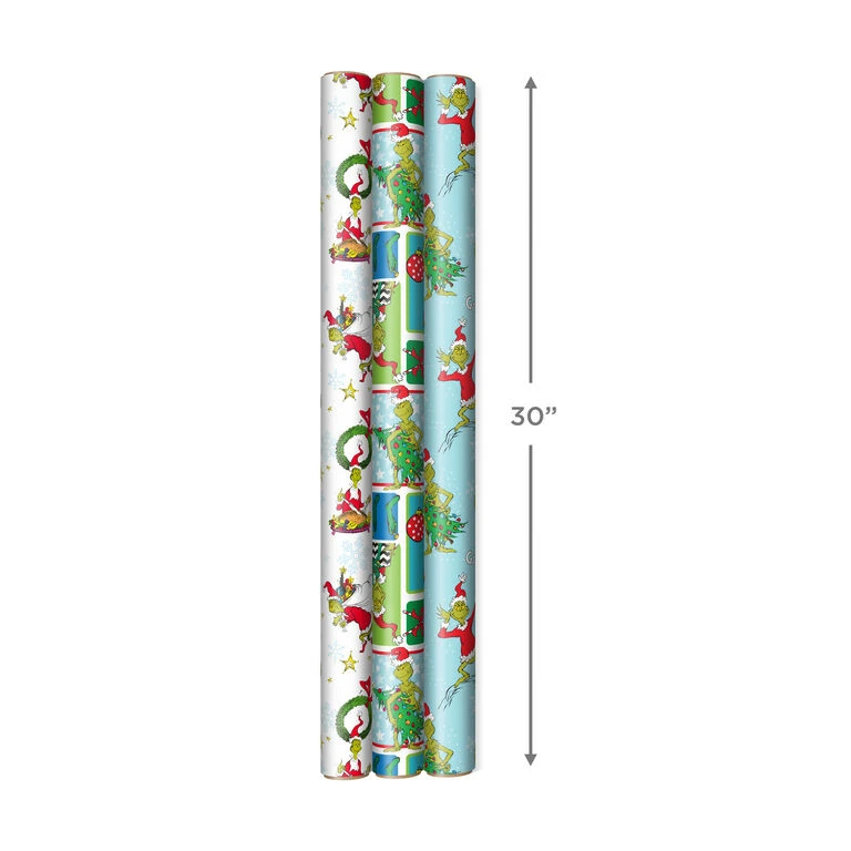 Hallmark Dr. Seuss™ Grinch 3-Pack Christmas Wrapping Paper Assortment, 105 Sq. Ft. - Image 4