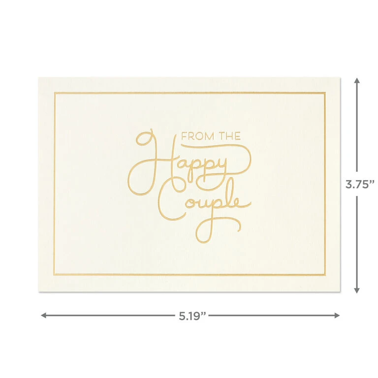 Hallmark Bulk Ivory And Gold Blank Wedding Thank-You Notes, Box Of 100 - Image 4