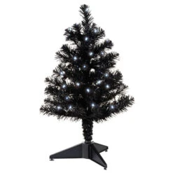 Hallmark Miniature Black Pre-Lit Christmas Tree, 18.75"