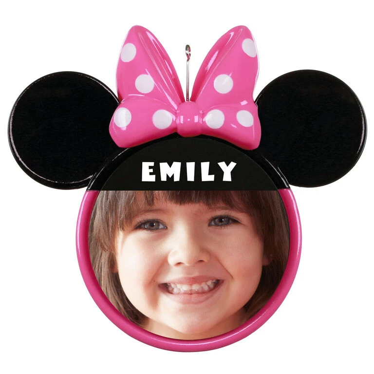 Hallmark Disney Minnie Mouse Ears Silhouette Text And Photo Personalized Ornament