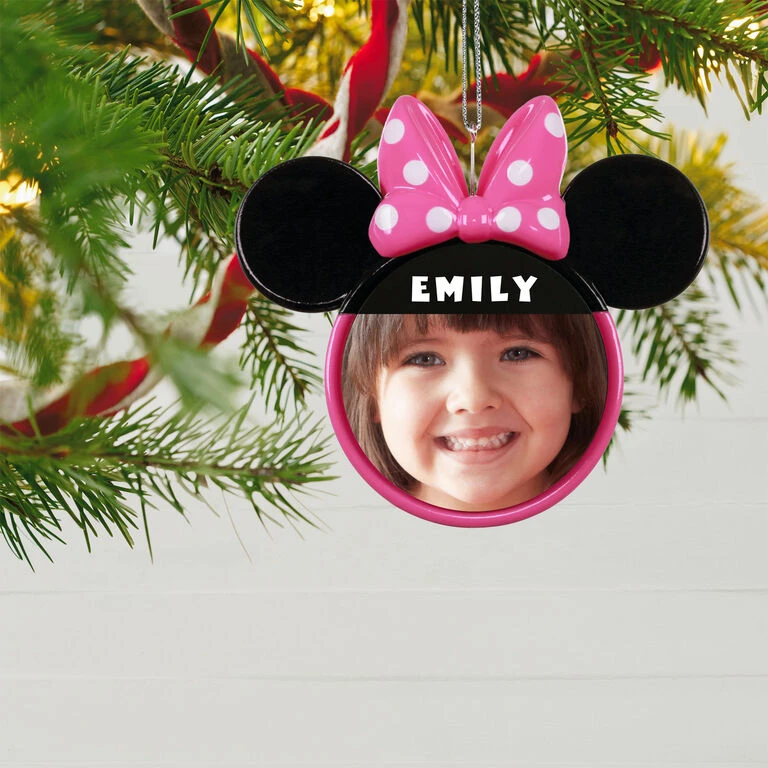 Hallmark Disney Minnie Mouse Ears Silhouette Text And Photo Personalized Ornament - Image 2