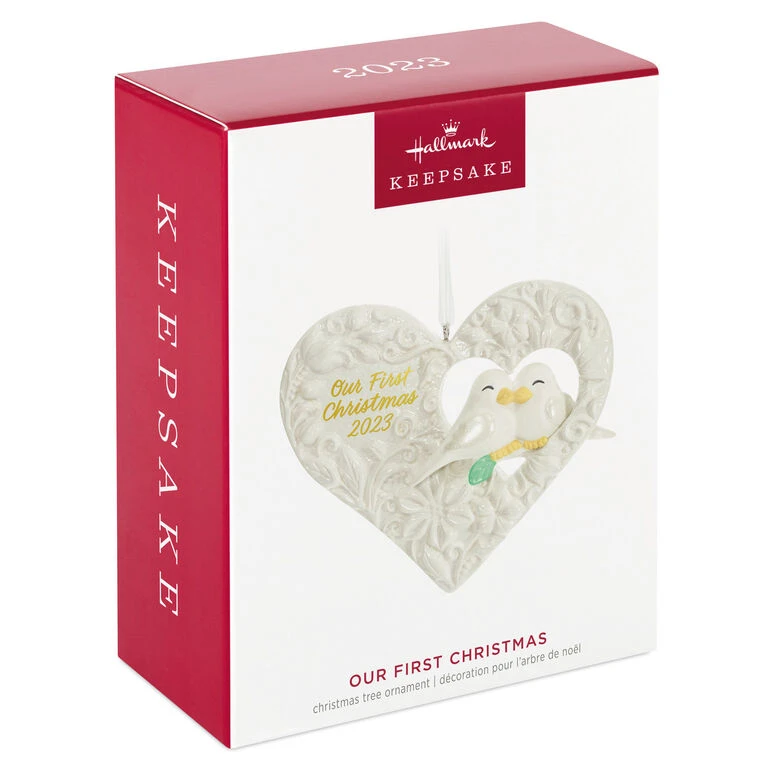 Hallmark Our First Christmas Birds In Heart 2023 Porcelain Ornament - Image 4